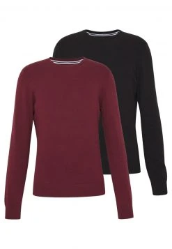 Pier One Uomo 2 PACK - Maglione - Black/bordeaux