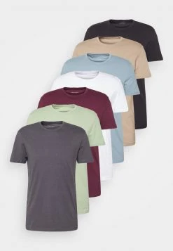 Pier One Uomo 7 PACK - T-shirt Basic - Black/green/bordeaux