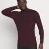 Pier One Uomo MUSCLE FIT TURTLE - Maglione - Mottled Bordeaux