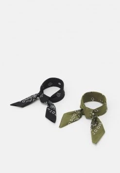 Pier One BANDANA 2 PACK UNISEX - Foulard - Black/olive
