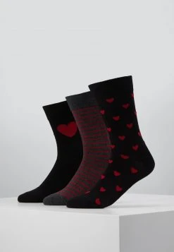 Pier One Uomo VALENTINES 3 PACK - Calze - Black/dark Red