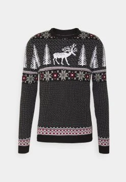 Pier One Uomo WINTERY CHRISTMAS JUMPER - Maglione - Black