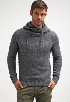 Pier One Uomo Felpa Con Cappuccio - Dark Grey Melange