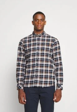 Pier One Uomo Camicia - Dark Blue/brown