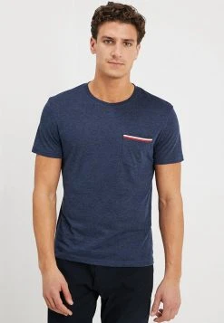 Pier One Uomo T-shirt Basic - Mottled Dark Blue
