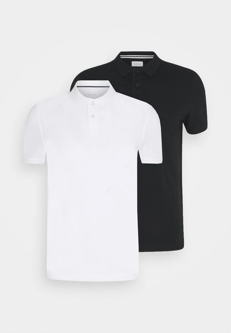 Pier One Uomo 2 PACK - Polo - White/black 3 Pier One Uomo 2 PACK - Polo - White/black