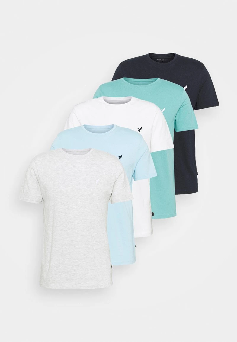 Pier One Uomo WITH BIRD STRAIGHT 5 PACK - T-shirt Basic - Light Grey - 101_white - 001_green - 602 9 Pier One Uomo WITH BIRD STRAIGHT 5 PACK - T-shirt Basic - Light Grey - 101_white - 001_green - 602 - immagine 7