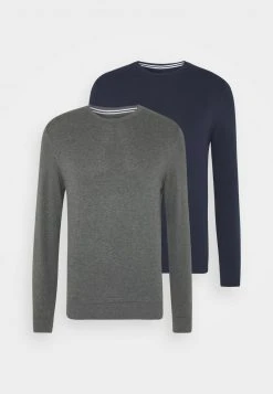 Pier One Uomo 2 PACK - Maglione - Dark Blue/mottled Dark Grey