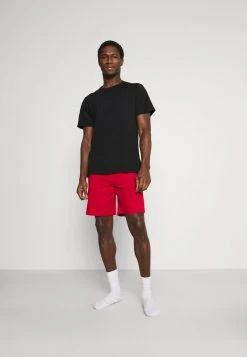 Pier One Uomo 3 PACK - Pantaloni Del Pigiama - Black/mottled Dark Grey/red