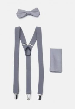 Pier One Uomo SUSPENDER/HOSENTRÄGER SET - Fazzoletti Da Taschino - Grey