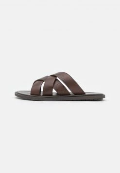Pier One Uomo LEATHER - Ciabattine - Brown