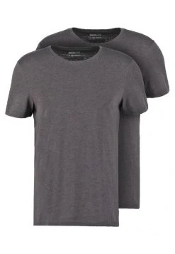 Pier One Uomo 2 PACK - T-shirt Basic - Dark Grey Melange
