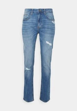 Pier One Uomo DISTRESSED DENIM SLIM FIT - Jeans Slim Fit - Light Blue