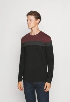 Pier One Uomo Maglietta A Manica Lunga - Bordeaux/dark