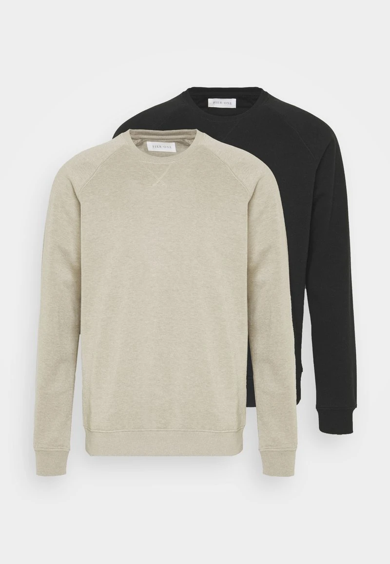 Pier One Uomo 2er Pack CREW NECK - Felpa - Tan/black 8 Pier One Uomo 2er Pack CREW NECK - Felpa - Tan/black - immagine 6