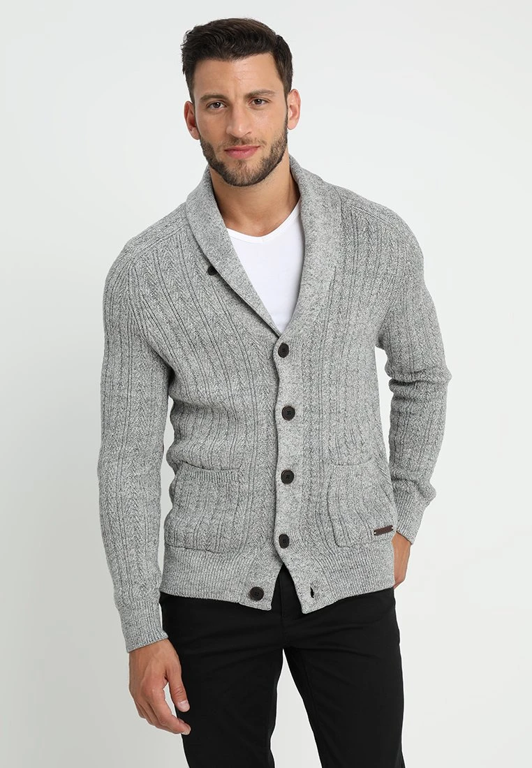 Pier One Uomo Cardigan - Mottled Dark Grey 3 Pier One Uomo Cardigan - Mottled Dark Grey