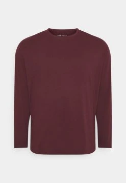 Pier One Uomo Maglietta A Manica Lunga - Bordeaux