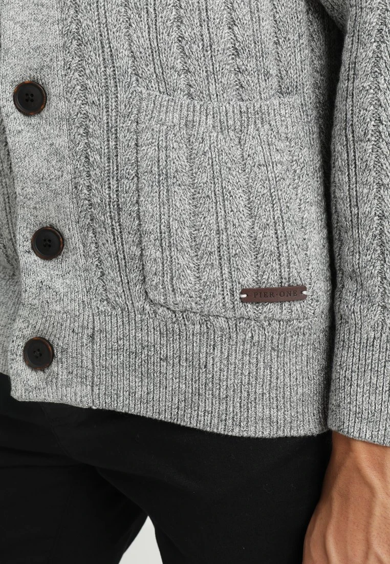 Pier One Uomo Cardigan - Mottled Dark Grey 9 Pier One Uomo Cardigan - Mottled Dark Grey - immagine 7