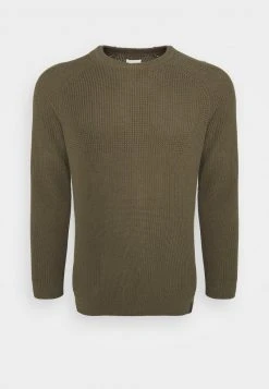 Pier One Uomo BIG STITCH MIX CREWNECK - Maglione - Olive
