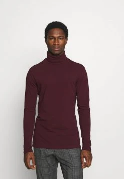 Pier One Uomo Maglietta A Manica Lunga - Bordeaux