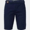 Pier One Uomo CHINOS WITH BELT - Shorts - Dark Blue -Offerta Economica Pier One 91427bd3e189468184ad0be3423d3555