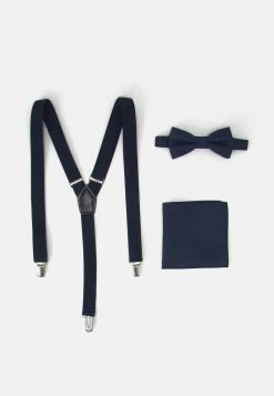 Pier One Uomo SUSPENDER/HOSENTRÄGER SET - Fazzoletti Da Taschino - Dark Blue