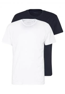 Pier One Uomo 2 PACK - T-shirt Basic - White/dark Blue