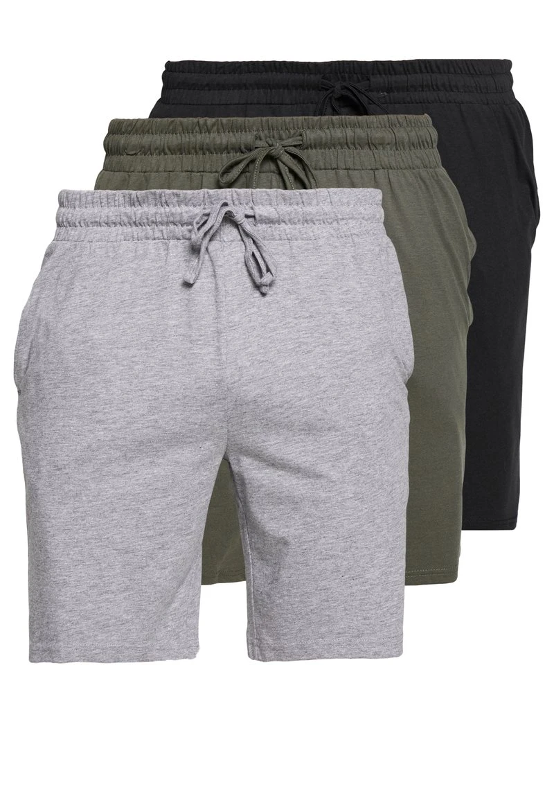 Pier One Uomo 3 PACK - Pantaloni Del Pigiama - Black/mottled Grey 3 Pier One Uomo 3 PACK - Pantaloni Del Pigiama - Black/mottled Grey