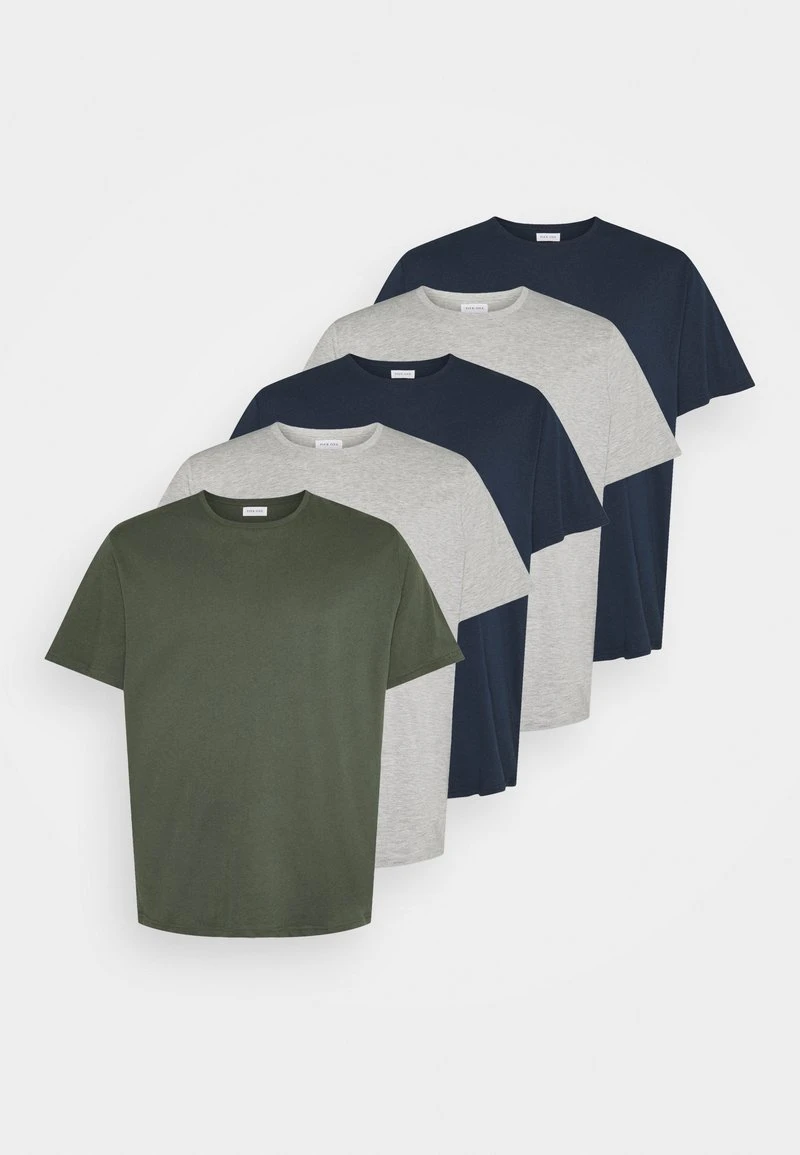 Pier One Uomo 5 PACK - T-shirt Basic - Khaki/grey/dark Blue 7 Pier One Uomo 5 PACK - T-shirt Basic - Khaki/grey/dark Blue - immagine 5