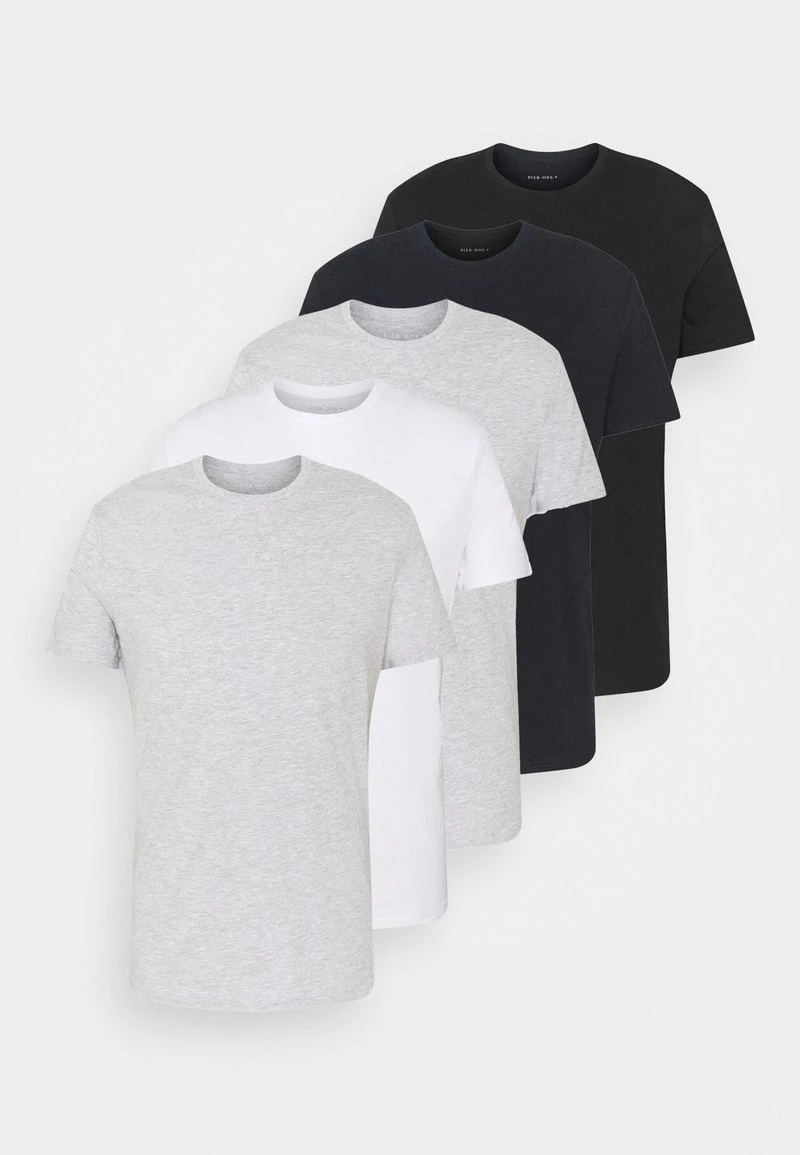 Pier One Uomo 5 PACK - T-shirt Basic - Black/dark Blue 10 Pier One Uomo 5 PACK - T-shirt Basic - Black/dark Blue - immagine 8