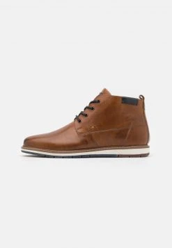 Pier One Uomo LEATHER - Stivaletti Stringati - Cognac