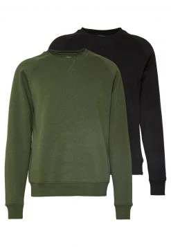 Pier One Uomo 2er Pack CREW NECK - Felpa - Khaki/black