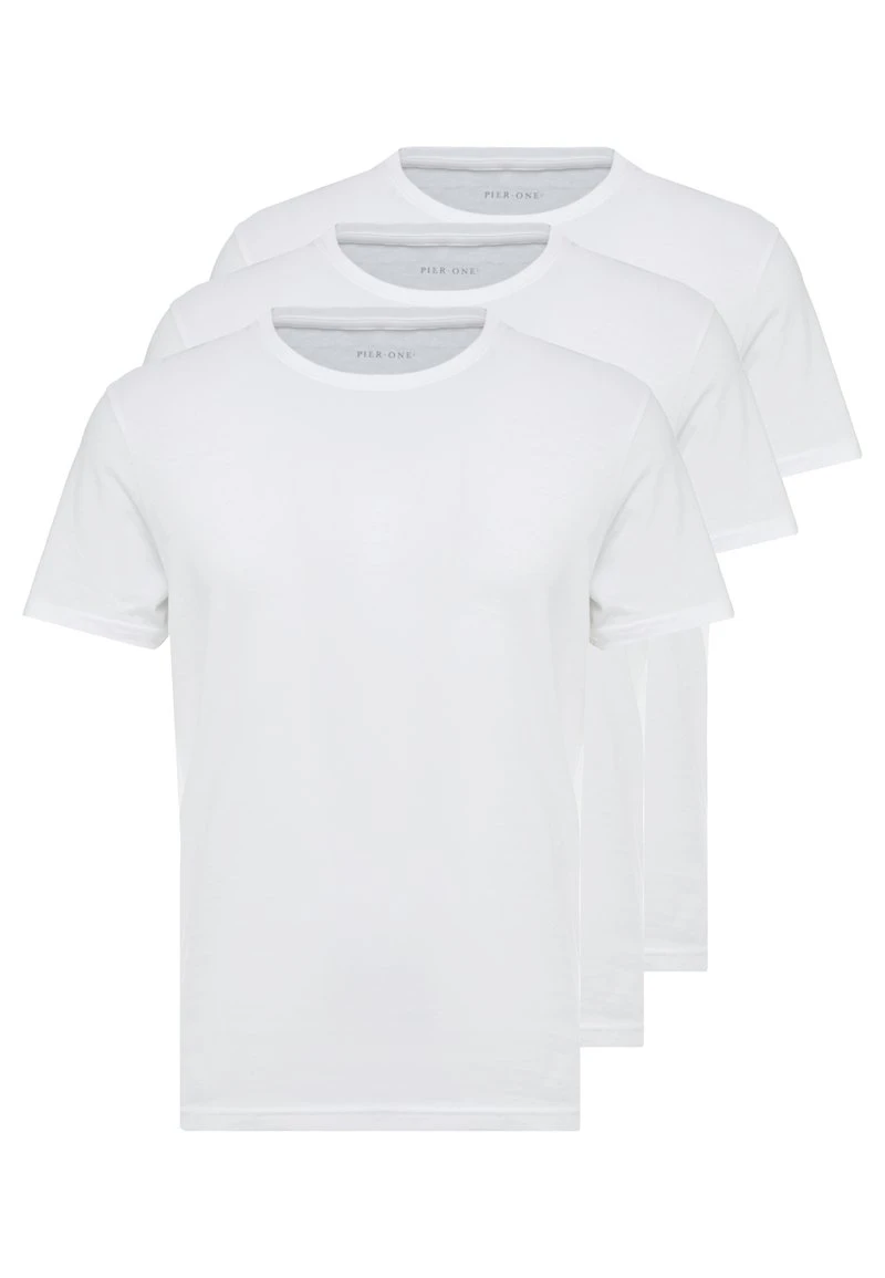 Pier One Uomo 3 PACK - T-shirt Basic - White 3 Pier One Uomo 3 PACK - T-shirt Basic - White
