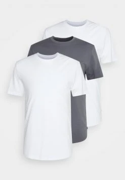 Pier One Uomo 3 PACK - T-shirt Basic - White/dark Grey