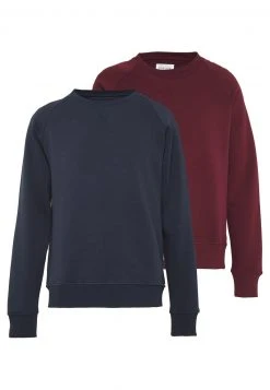 Pier One Uomo 2er Pack CREW NECK - Felpa - Dark Blue/bordeaux