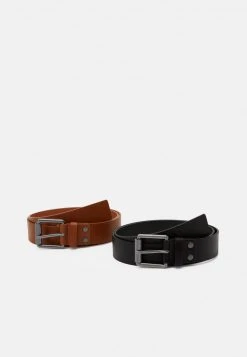 Pier One Unisex 2 PACK - Cintura - Black/cognac