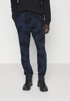 Pier One Uomo TIE DYE JOGGER - Pantaloni Sportivi - Dark Blue- Black